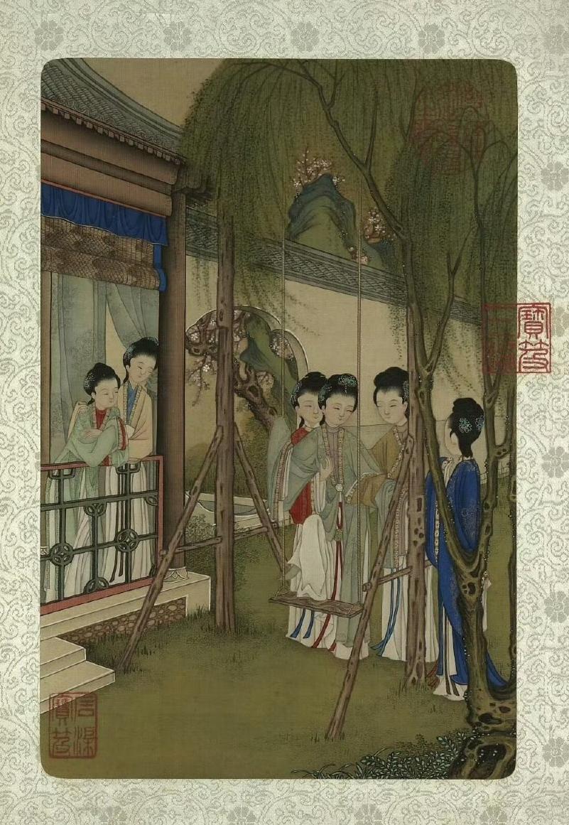 《仕女图》册由清代焦秉贞绘。