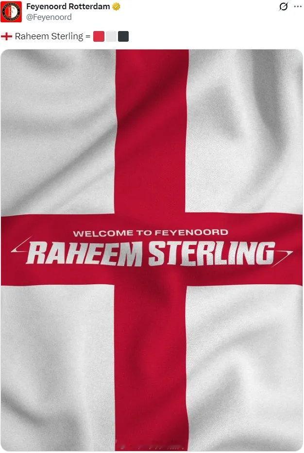 官方：费耶诺德宣布免签斯特林，双方签署了一份本赛季结束后到期的合同。斯特林在1月