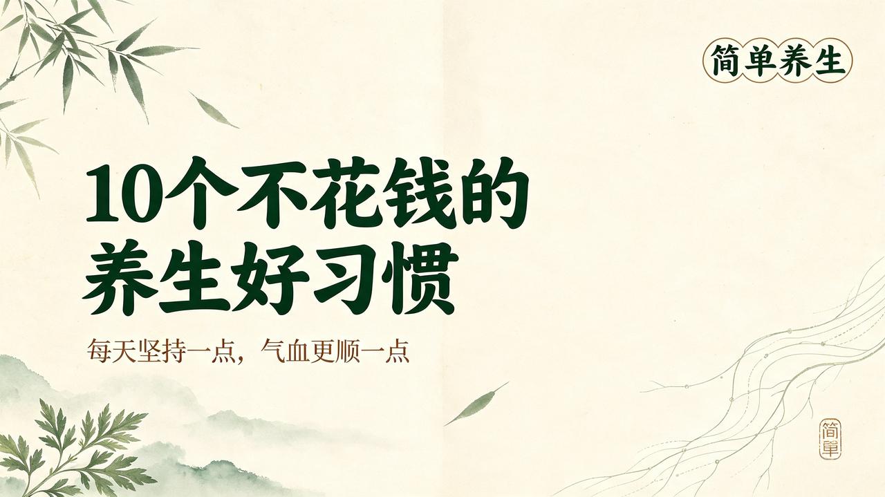 10个无需花费的养生好习惯
 
①常梳头，疏通全身经络，舒缓气血运行
②勤抓握手