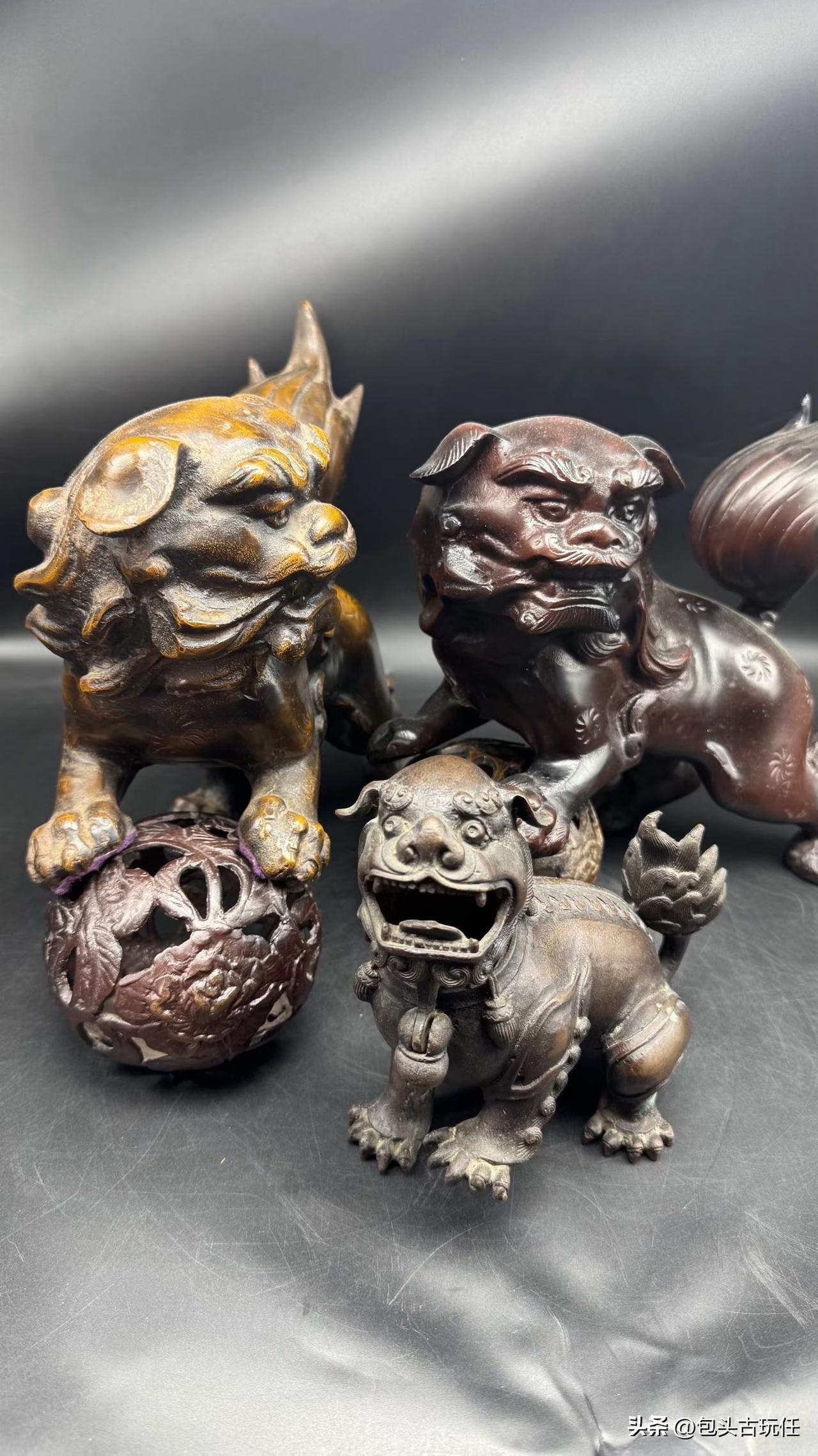 三狮镇宅：一组难得的老铜狮子

这三只铜狮子，不是批量翻模的东西，是匠人一刀一刀