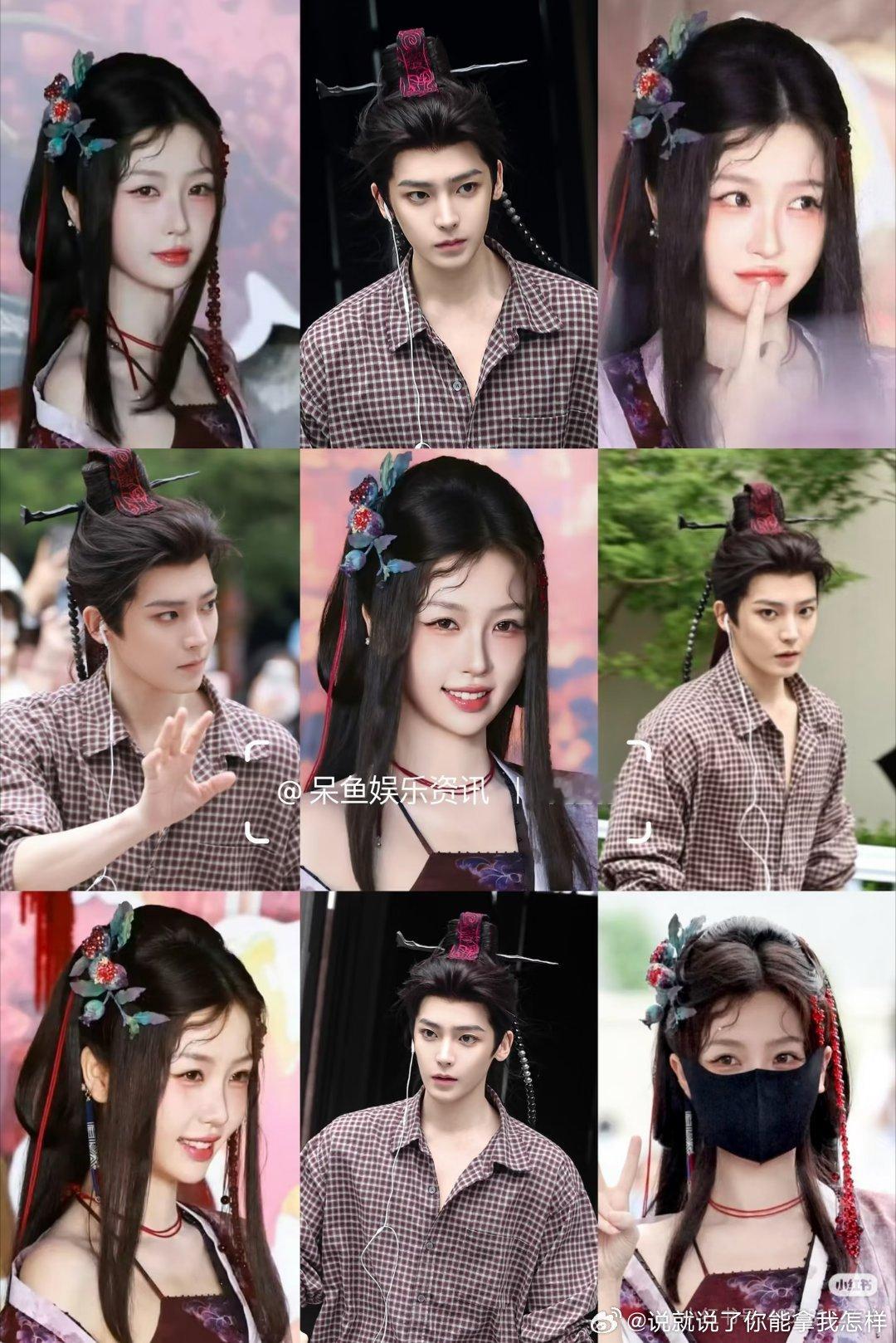 女主的头发太厚重，男主发髻插的那根烧烤签一样的也太长了 
