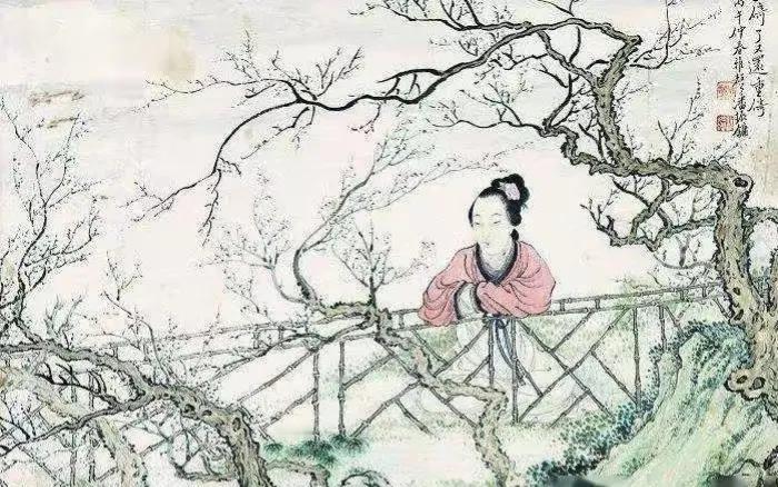 寄人 /张泌

别梦依依到谢家，小廊回合曲阑斜。
多情只有春庭月，犹为离人照落花