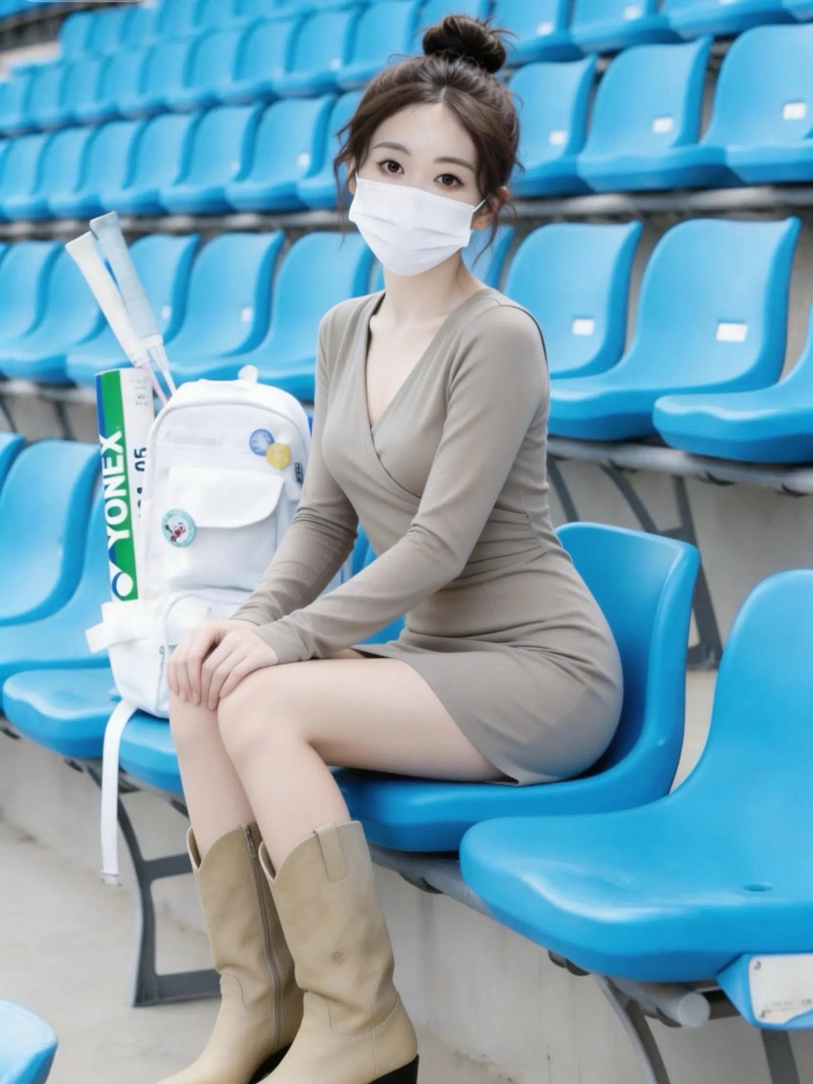 浅咖色温柔又显瘦的日常穿搭。     浅咖包臀裙+中筒靴，甜酷感直接拉满