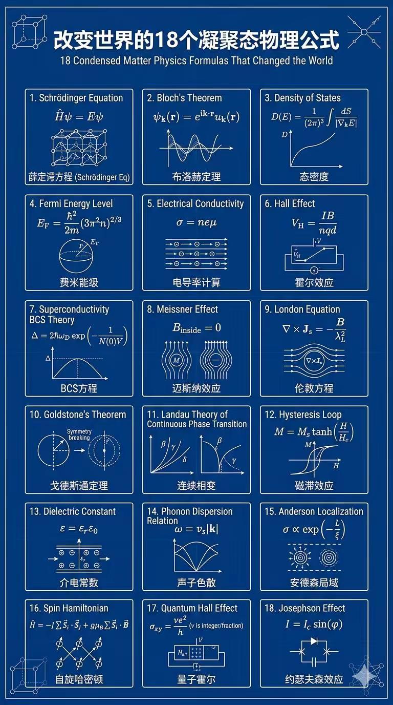 改变世界的18个凝聚态物理公式。
