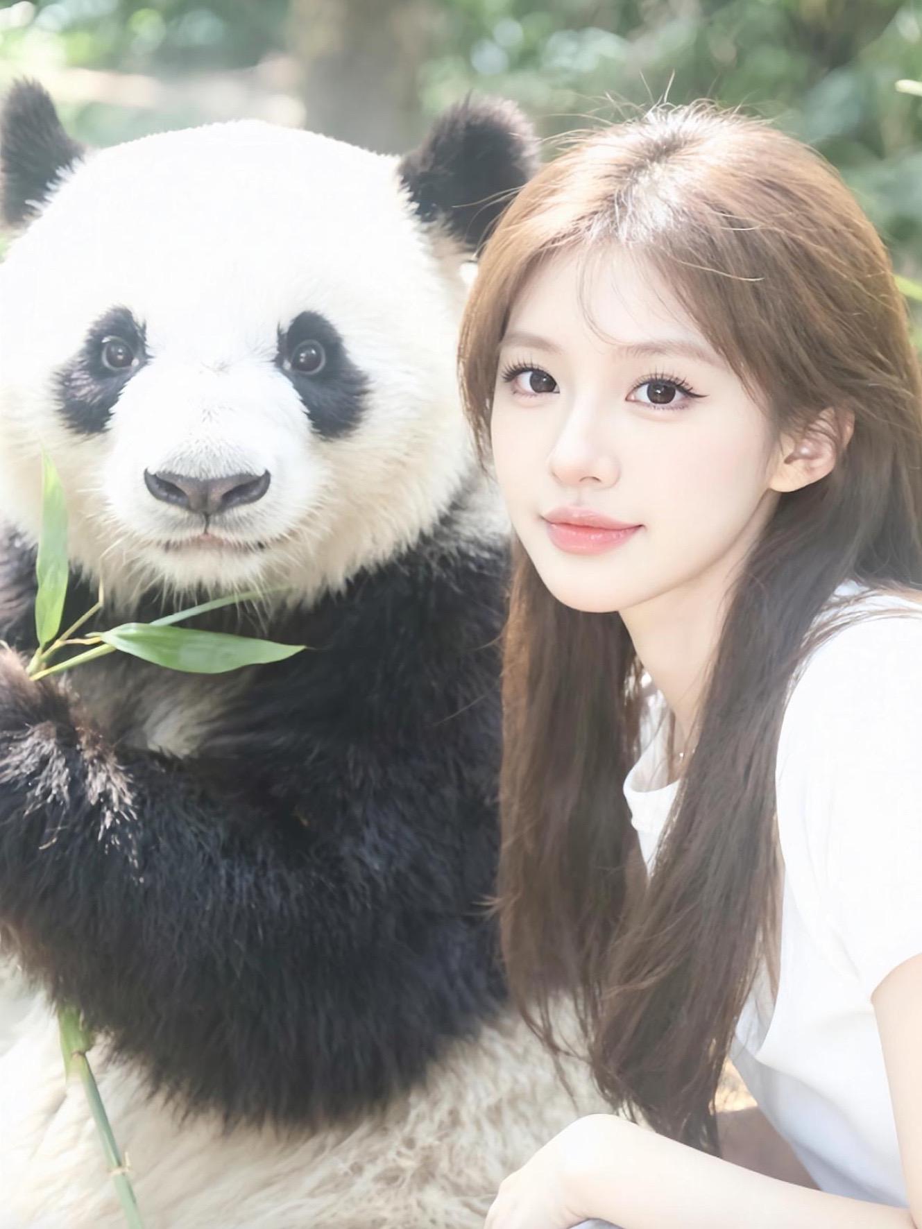 假装和熊猫🐼贴贴