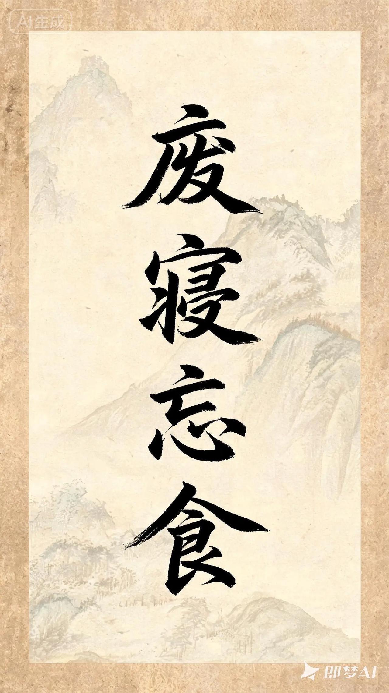 成语：废寝忘食。孔子对自己的评价。