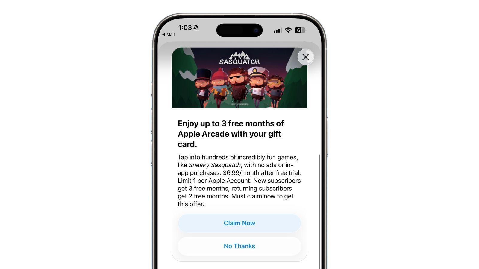 【购买节日礼品卡即可获赠长达 3 个月的 Apple Arcade 免费会员资格