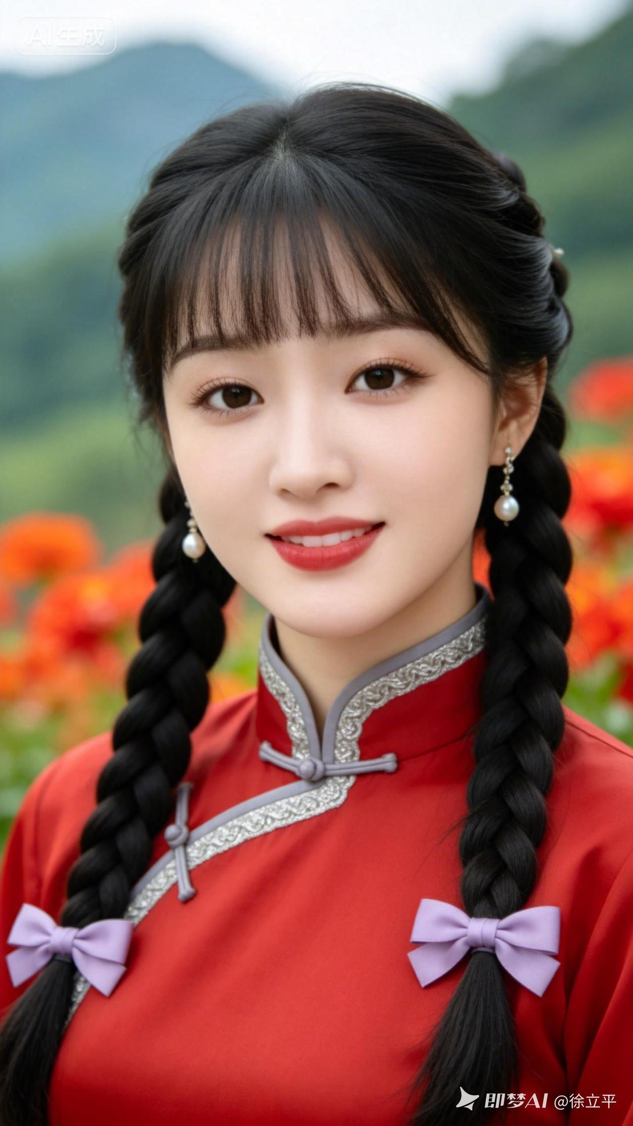 古风少女，红衣飘逸，笑靥如花，惊艳时光。