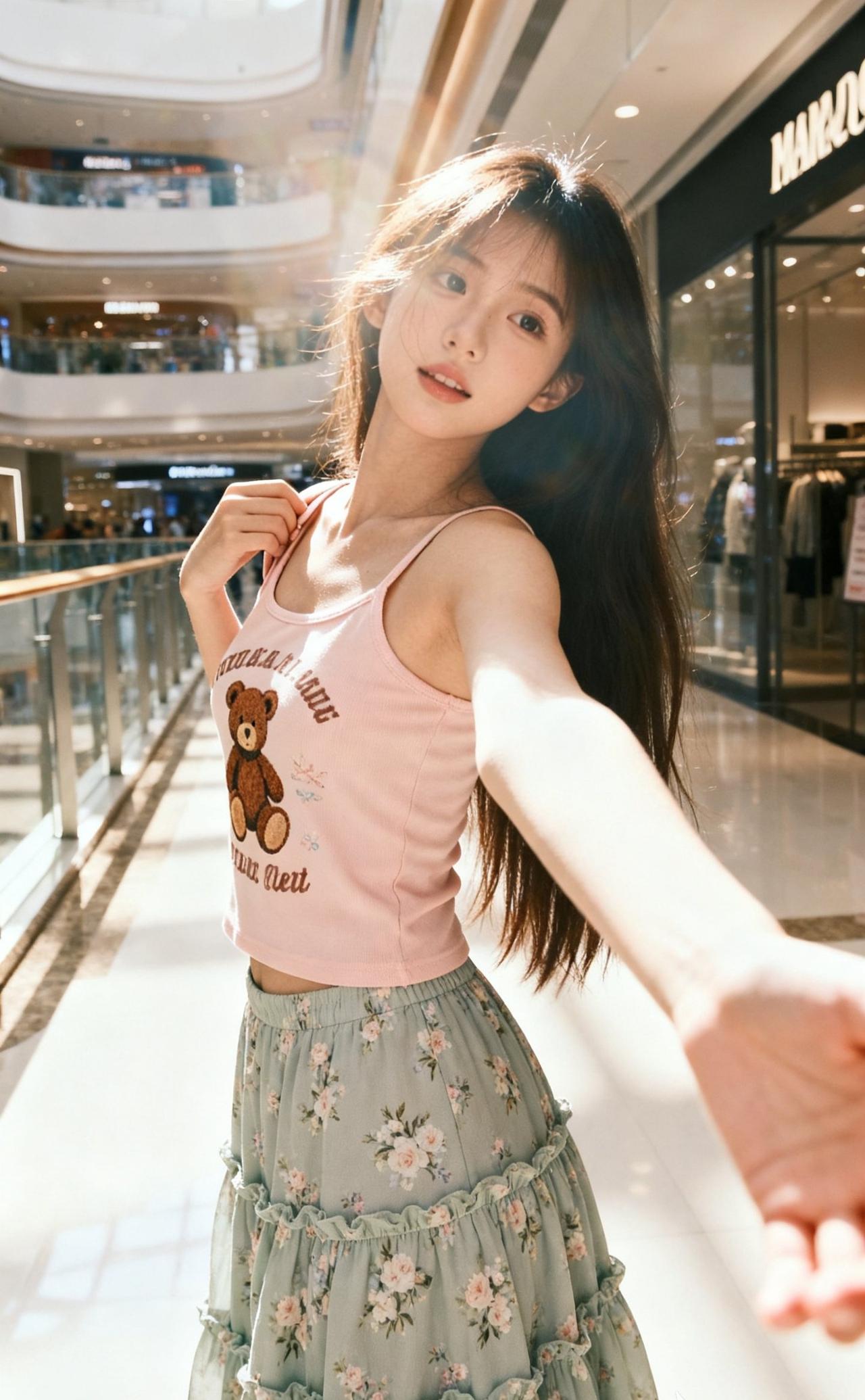 阳光洒进商场，少女甜美自拍🌞👧🏻分享甜美小姐姐随手拍 温柔美女自拍 精致少