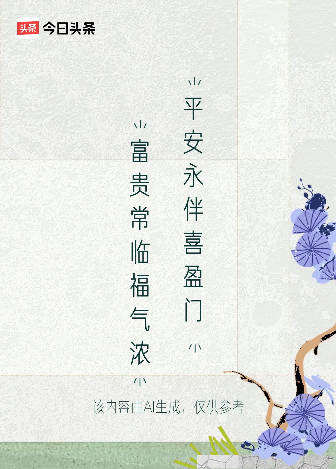 微头条《原创》
上联：富贵常临福气浓
下联：平安永伴喜盈门

   这幅对联为祈