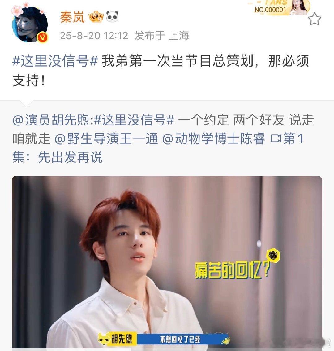 秦岚支持胡先煦新节目秦岚为胡先煦新节目打call秦岚为胡先煦新节目打call，力