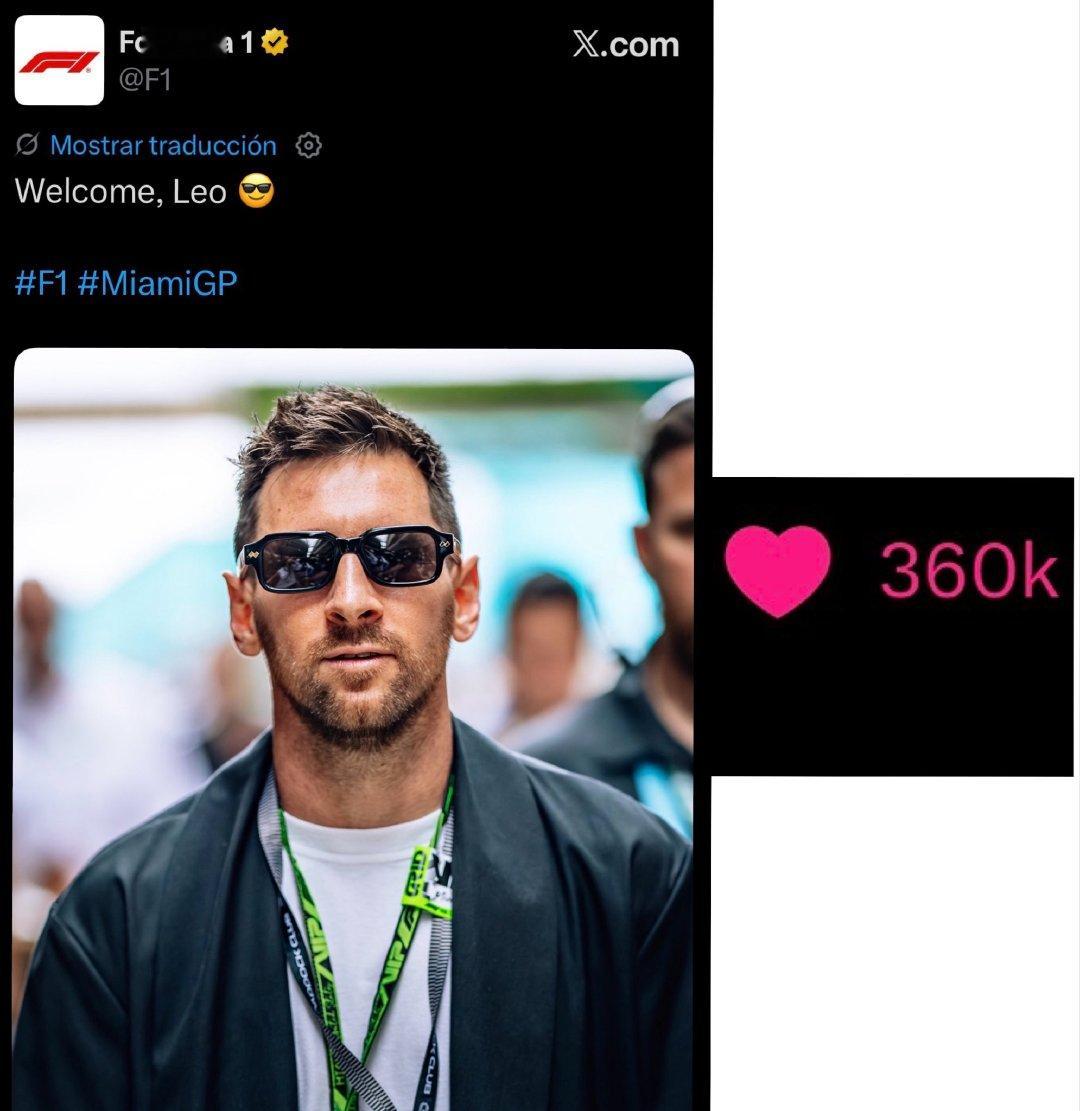 🇦🇷 F1官方欢迎梅西的内容，成为F1官方x账号历史上点赞数最高的帖子！梅西