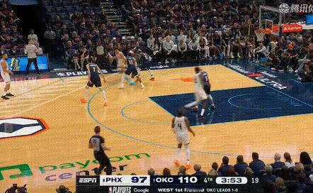 太阳顽强追分，分差来到10分！第四节太阳打出23-10太阳vs雷霆  cr：隆多