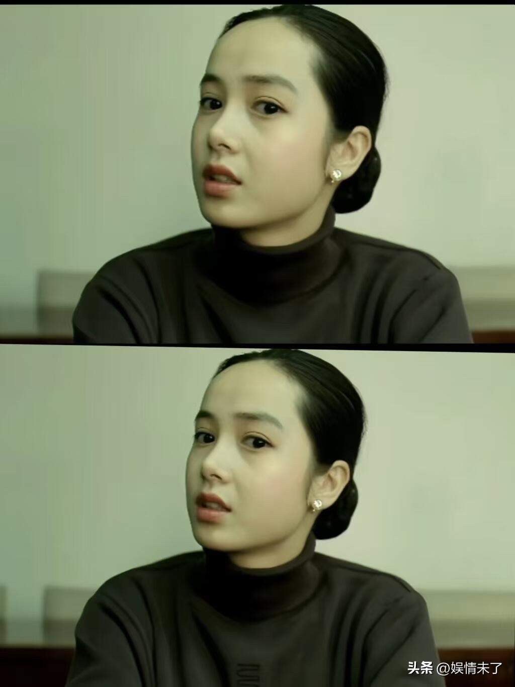 蒋雯丽年轻时颜值如此出众，圆圆的杏眼稚气满满，眸光清亮水润，眉眼间带着独特的混血