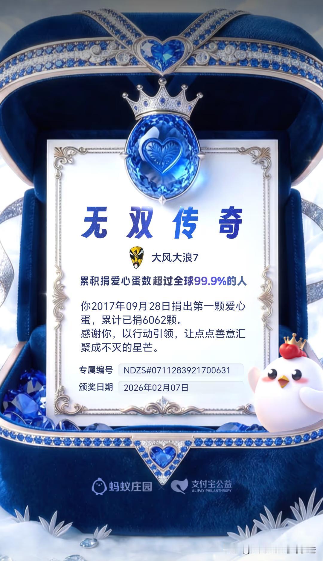 前几天，本人收到支付宝中的蚂蚁庄园所发下图，据说已超过全球99.9%参与游戏者。