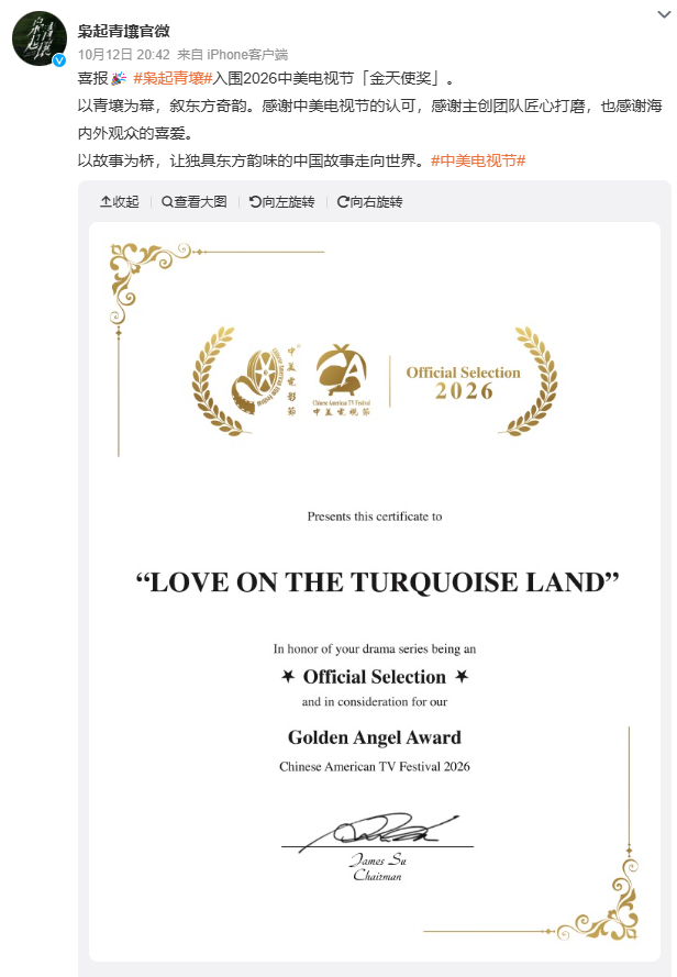 迪丽热巴枭起青壤入围金天使奖 由迪丽热巴主演的悬疑奇幻剧《枭起青壤》正式入围20