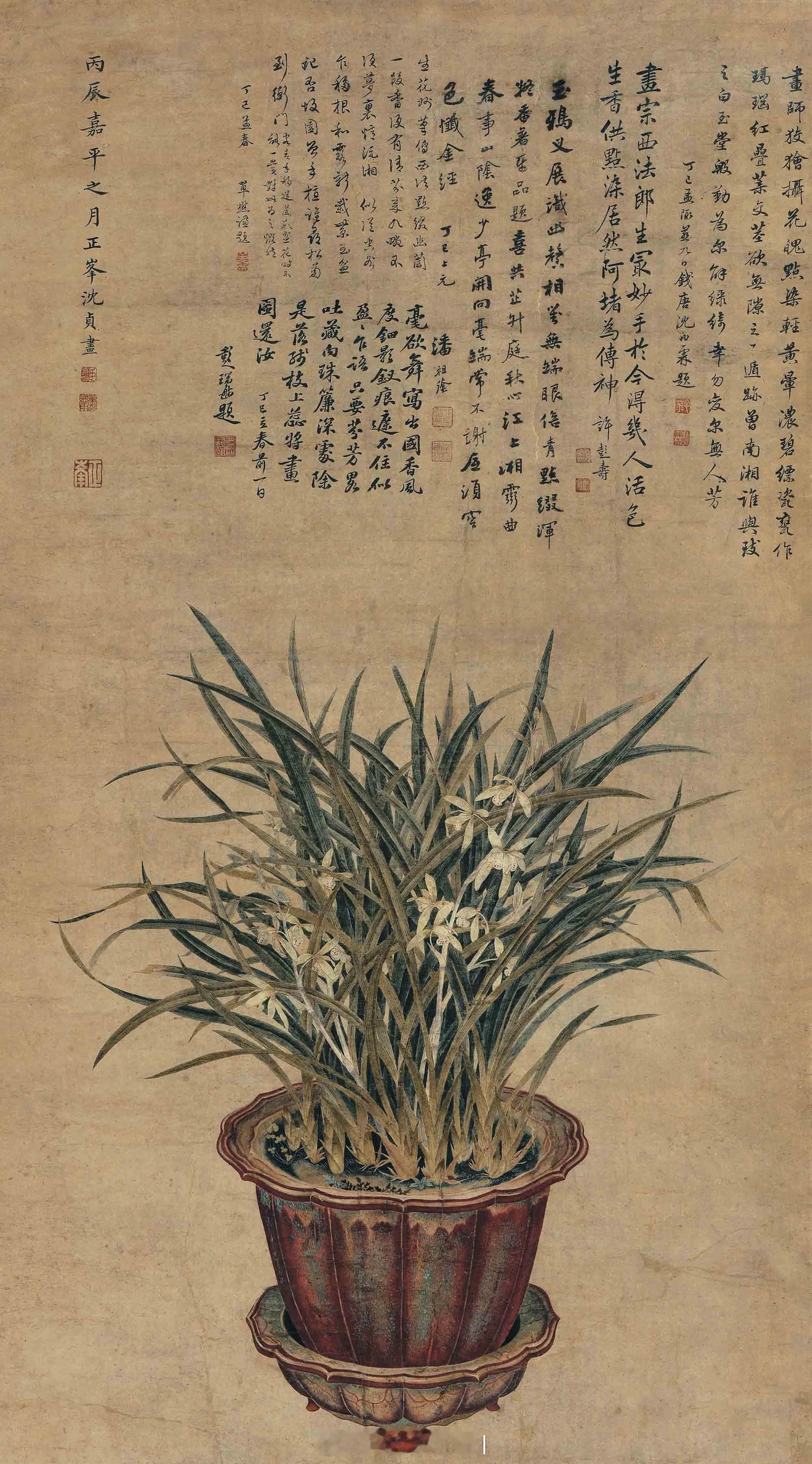 清 沈贞 一统万年 设色纸本题识:丙辰嘉平之月,正峰沈贞画。 钤印:「臣沈贞」、