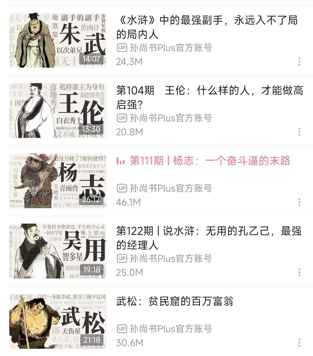 这个作者说水浒人物，从性情处事说到必然运数。

以普通人的现代社会经验智谋，让我