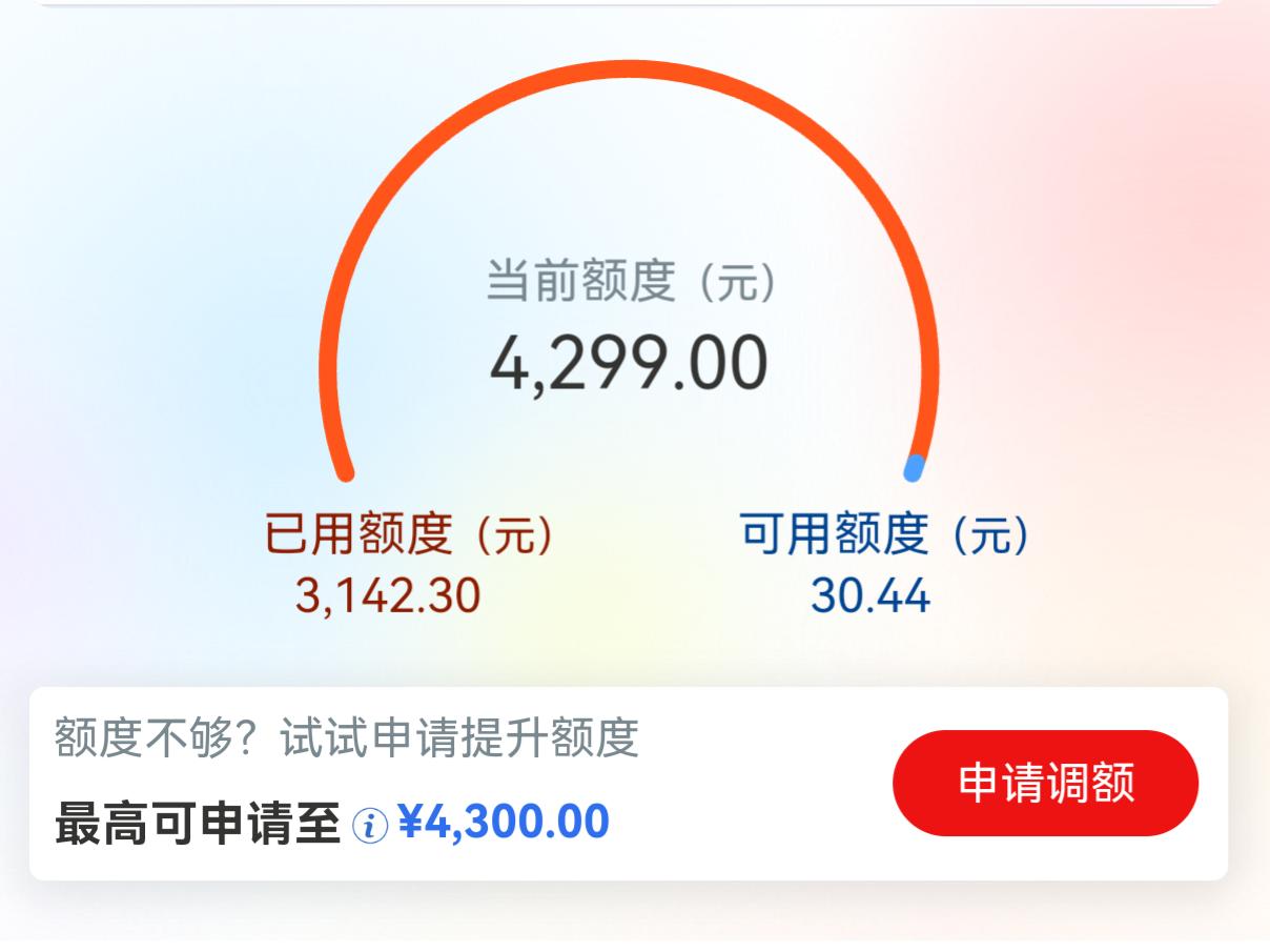 这是什么原因？工行信用卡43003的额度，用了3142元，可用的余额为30元
