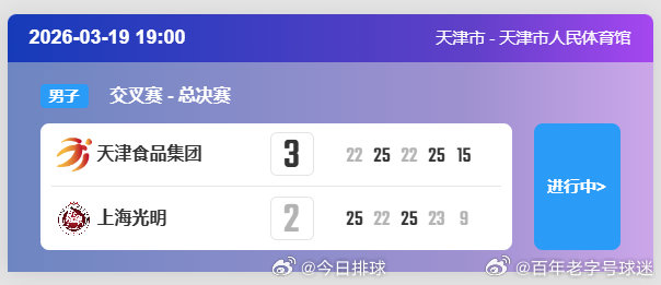 2025-2026中国男排超级联赛 A级半决赛首回合，天津食品集团在主场3比2逆