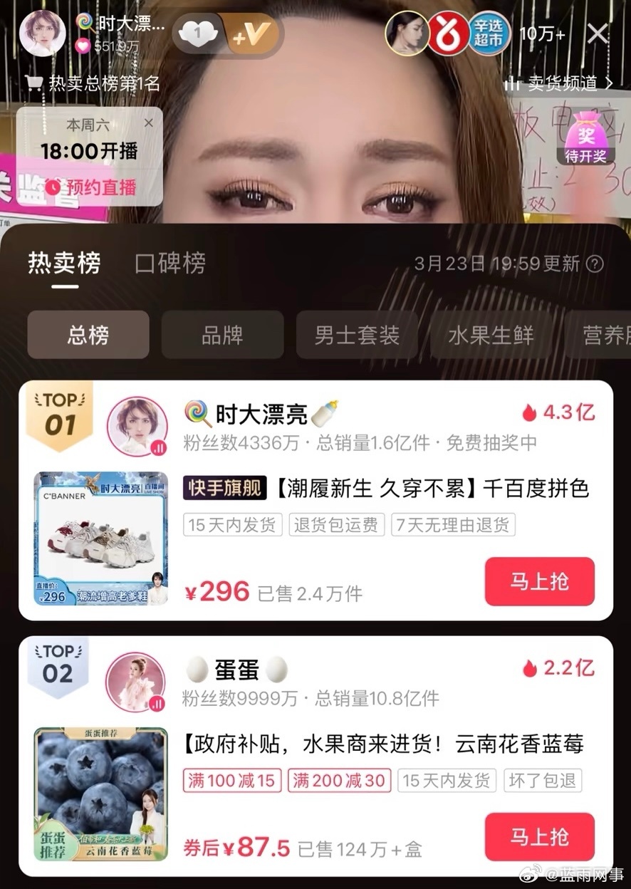 时大漂亮扛起了辛选的大旗，销售额稳稳超越了蛋蛋！ 