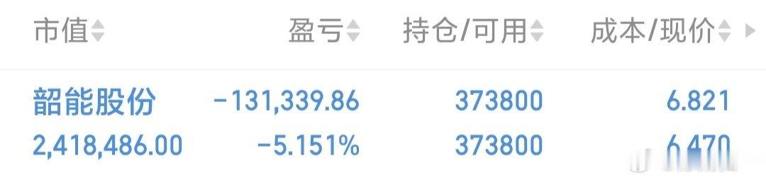 韶能股份目前亏5个，继续努力。 
