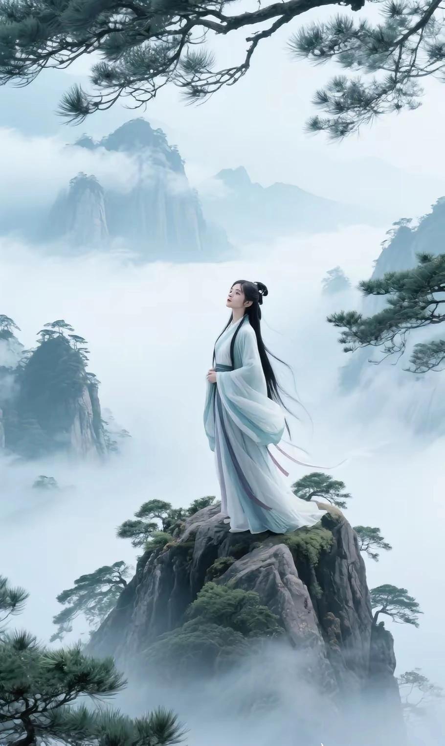 上联：半山听瀑心无尘，
下联：一溪击石有回音。