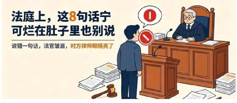开庭慎言！八句禁忌，多说一句都可能败诉！
 
很多当事人都有一个误区：只要自己占