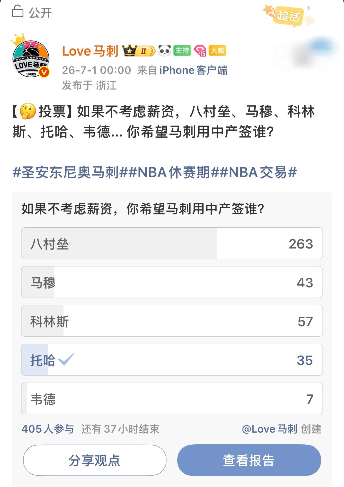 👏早有预感 如我所愿圣安东尼奥马刺NBA休赛期NBA交易