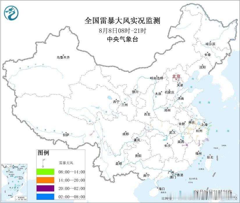 【强对流】今天我国中东部的对流依然不少。其中台风白海豚给华东一带，带来了短时强降