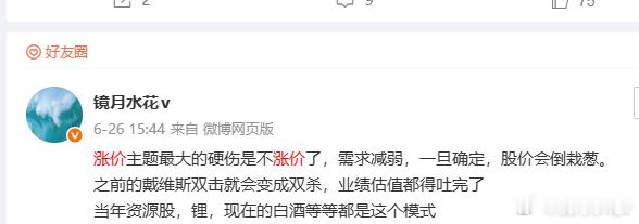 一旦涨价预期没了一切都会烟消云散芯片涨价等等即便不是涨价很多东西预期早就把涨价兑