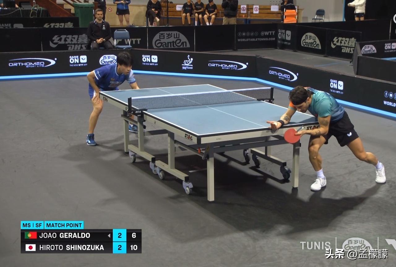 男单半决赛
篠塚大登(JPN)3-2若奥·格拉尔多(POR)【11-8，11-9