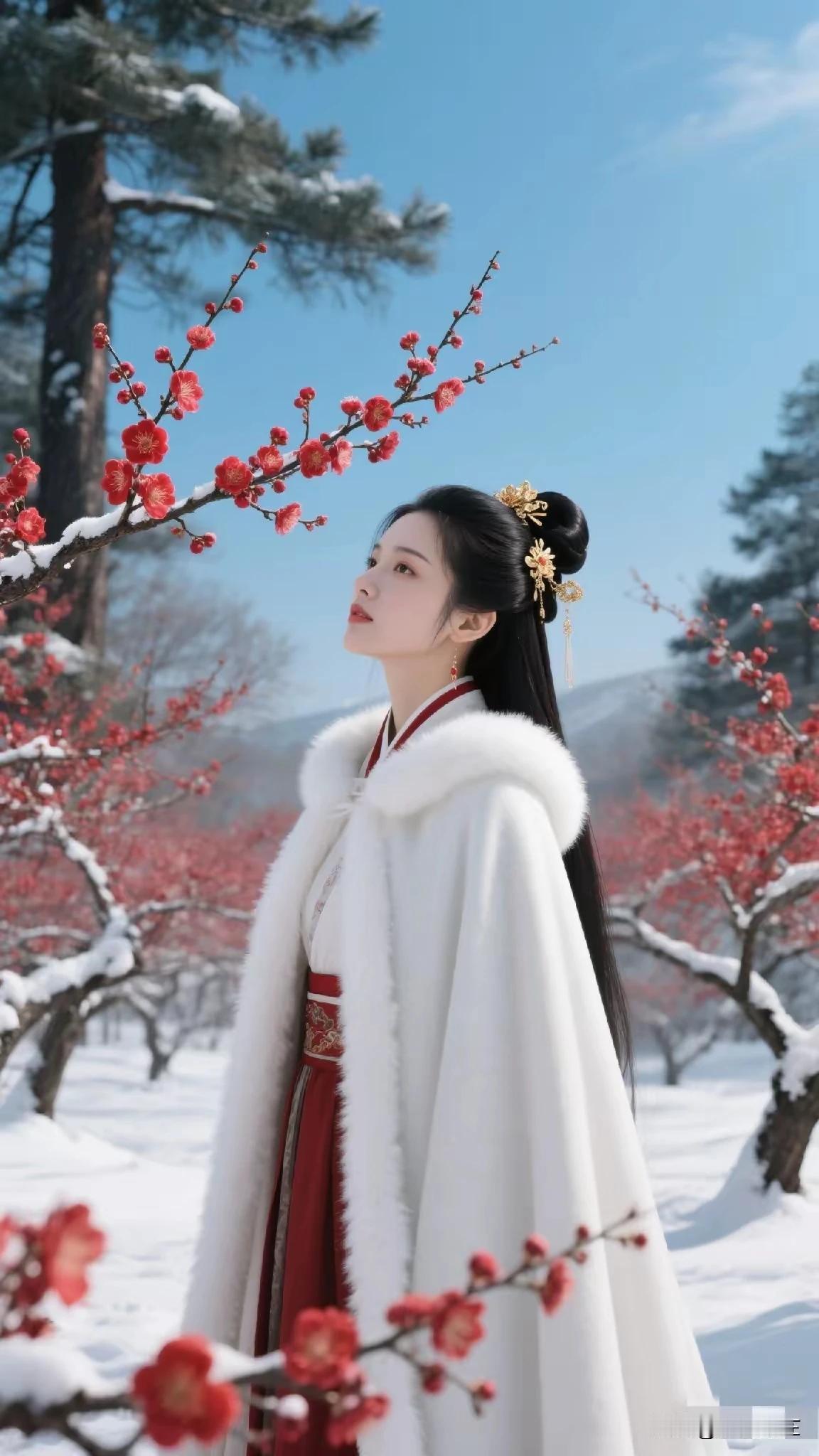 上联: 寒梅傲雪开千树
下联:疏影横斜红万点