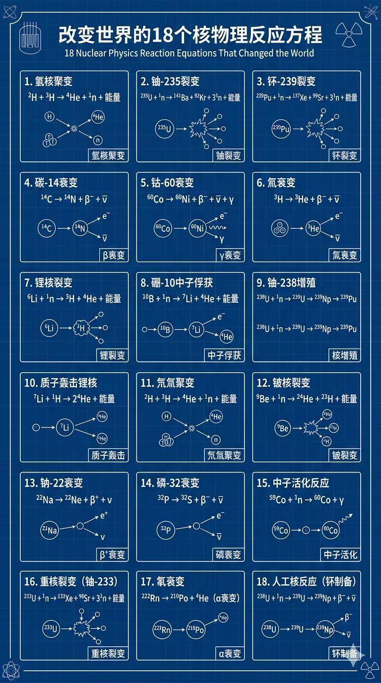 改变世界的18个核物理反应方程。基础科学 科技