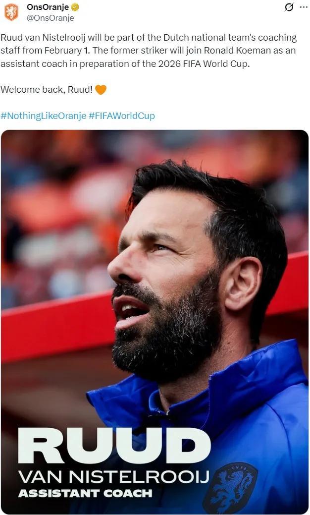 足球转会新闻 官方：荷兰宣布范尼进入教练组，他将担任科曼的助教。49岁的范尼自上