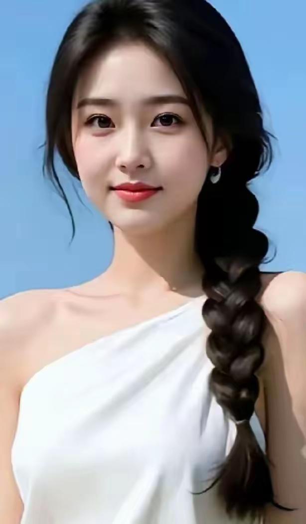 夏日清新少女，白色连衣裙与长辫子的完美搭配，阳光下的微笑，让人心动不已。🌞💖