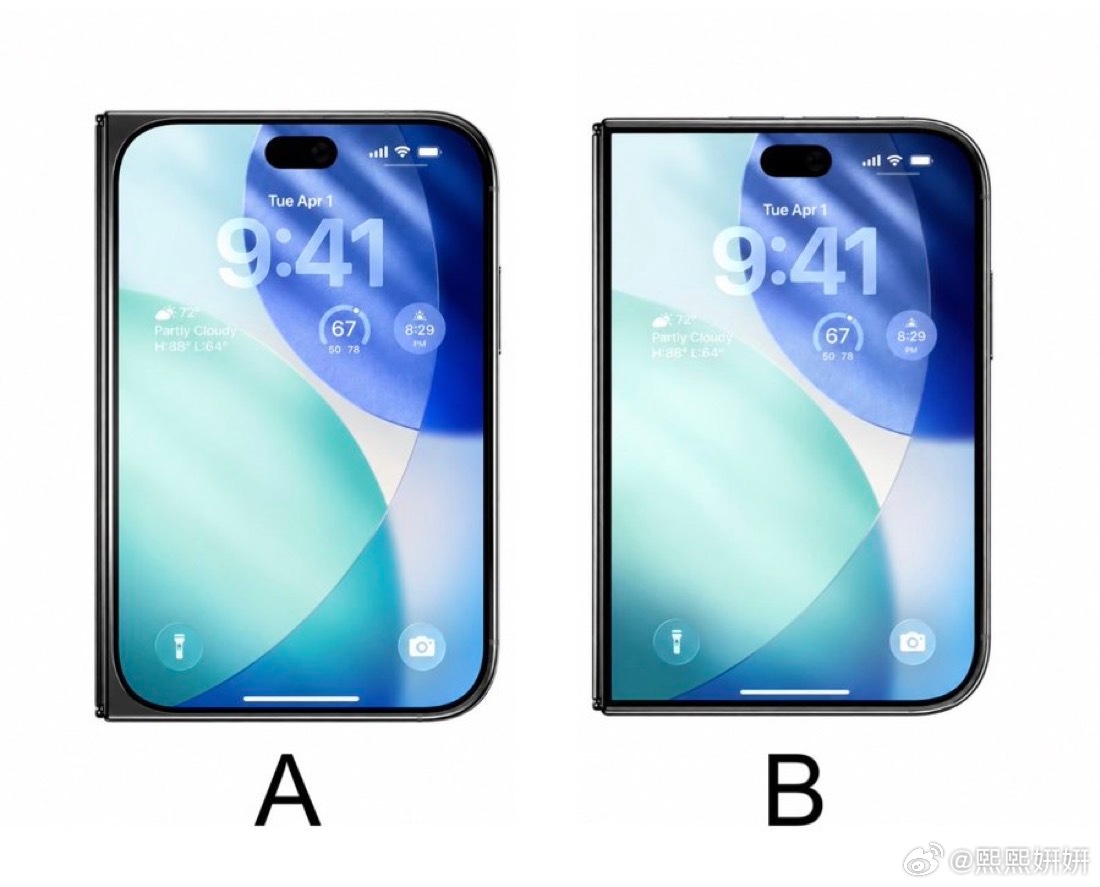 带左侧屏幕圆角无左侧屏幕圆角两种方案的折叠iPhone设计……