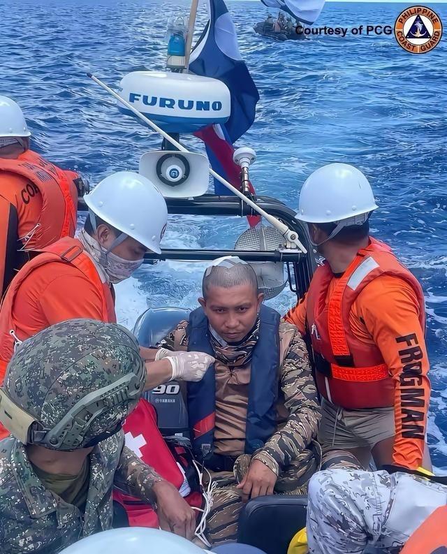 中国海警 手下留情，并没有把他的脑袋开瓢，但他却因祸得福，在中国海警的全程监管下