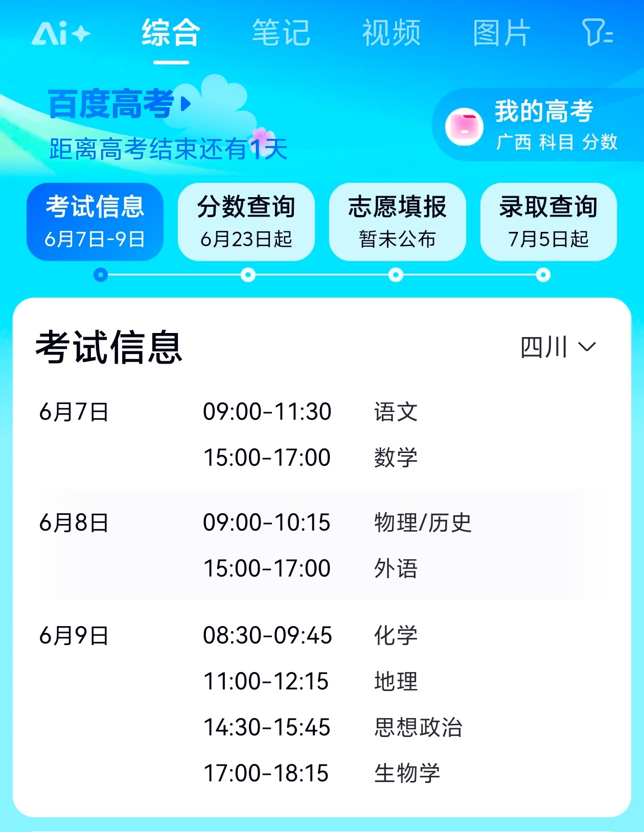 「一年又一年」今天是高考的最后一天，各位考生都要好好加油！今天的高考化学看了一圈