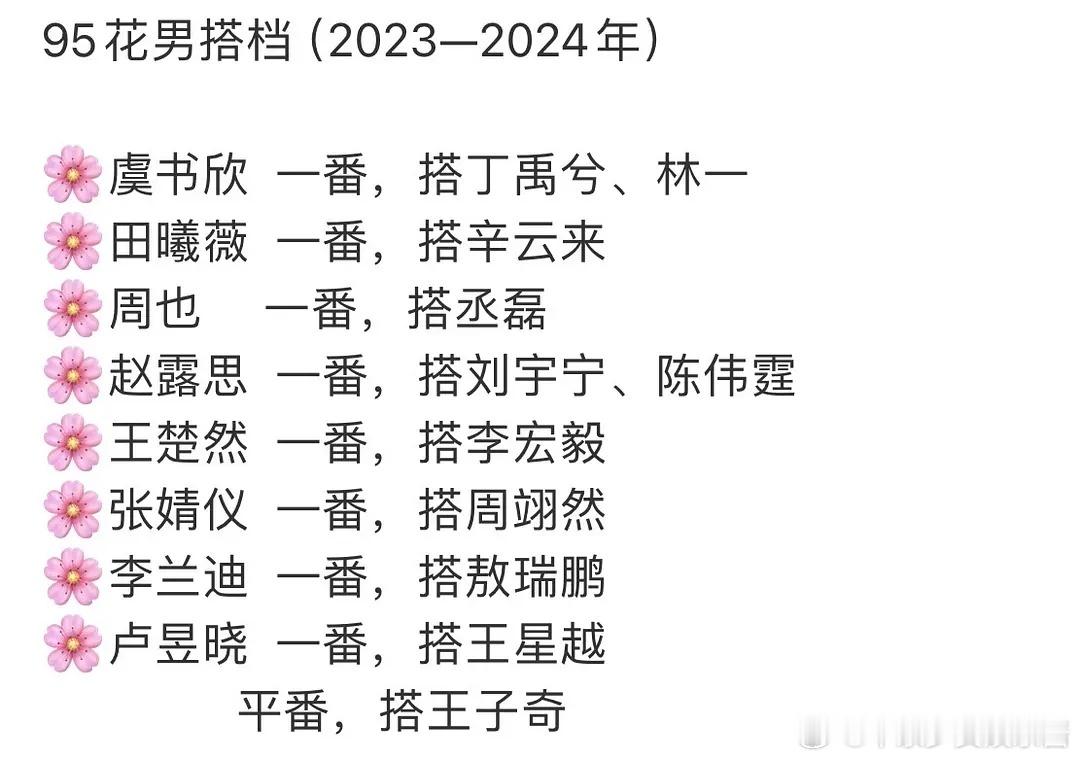 95花的一番男主们，谁赢了 ​​​