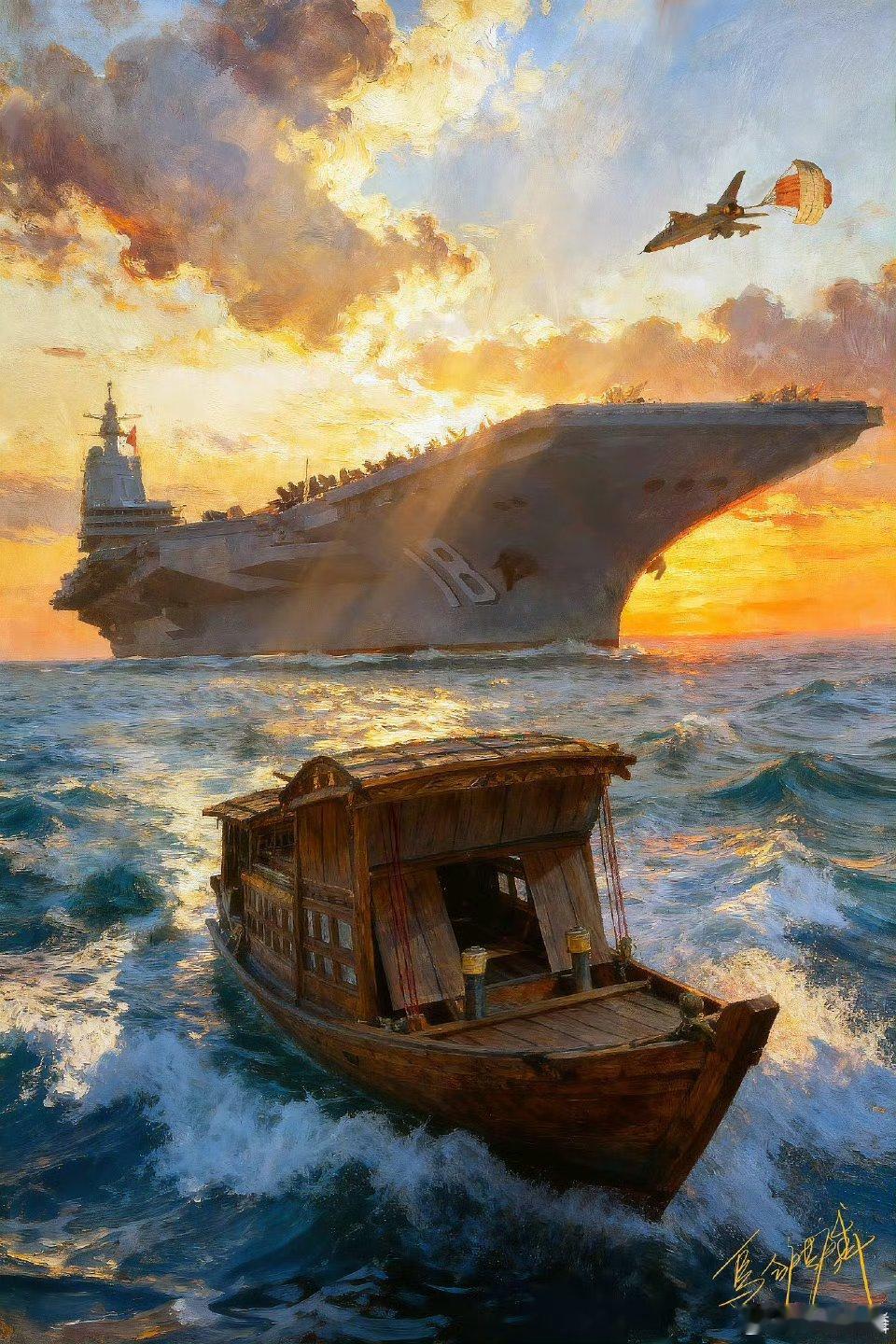 乌合麒麟新作， “福建舰”和“南湖红船”同框，同接“81192”返航 ！ 