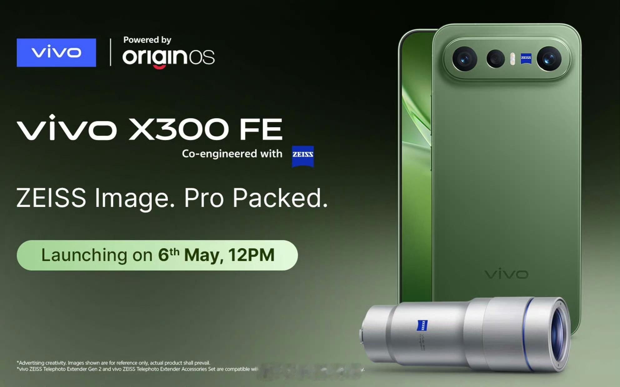 刷到vivo海外的待发新机X300 FE，横置Deco也做了增距镜套装 