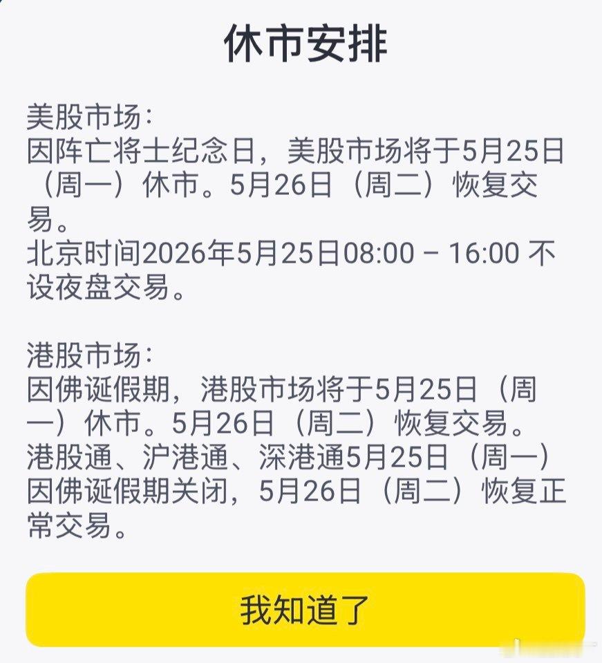 论挑选时机还得看川普，精准卡点美股长周末。5月25日周一美股休市，刚好多一天时间