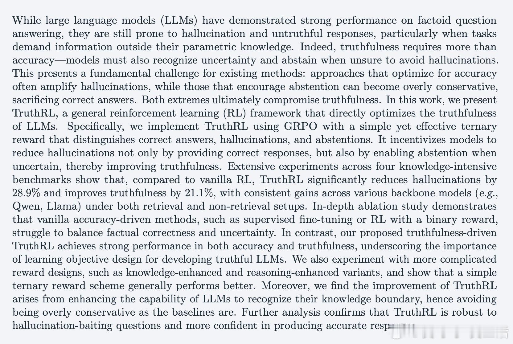 [CL]《TruthRL: Incentivizing Truthful LLM