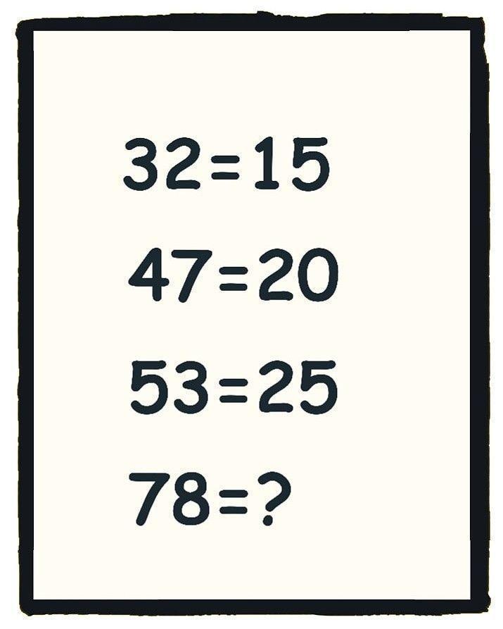 朋友们看过来！这里有一组神奇的等式：“32 = 15” 、“47 = 20” 、