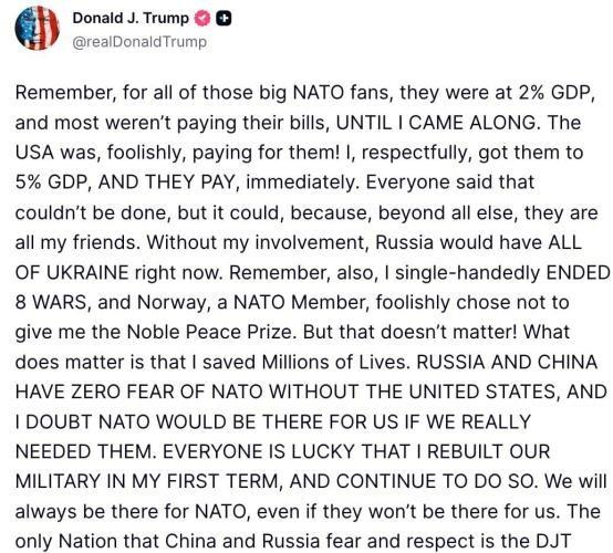 特朗普：中俄两国唯一畏惧且真正尊重的国家，就是经我一手重振的美国

大家最近可能