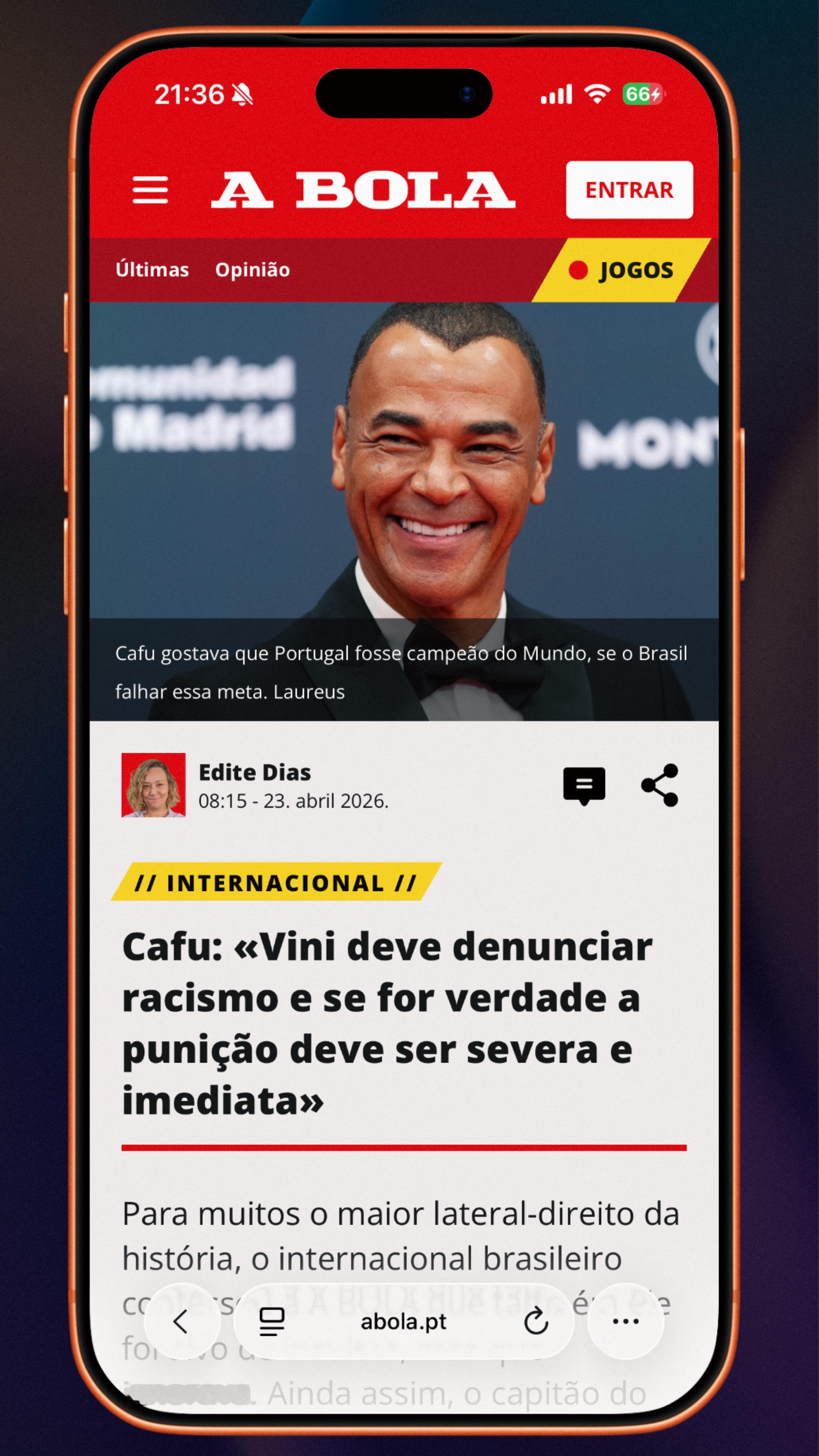 卡福说C罗独一无二 🛑 巴西传奇卡福在接受«球报-𝑨 𝑩𝑶𝑳𝑨»采访