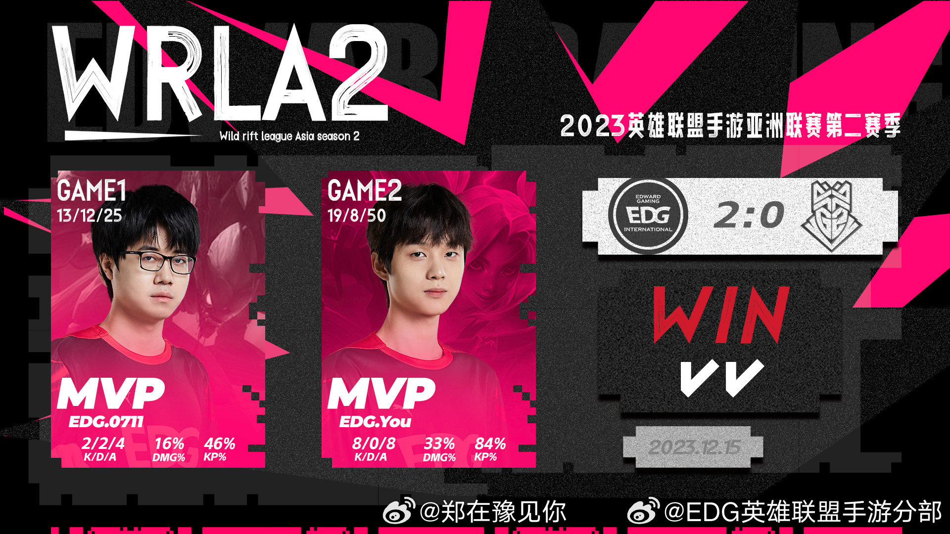#LOL手游亚洲联赛第二赛季#EDG vs G2B BO3 第二局本局比分：2：