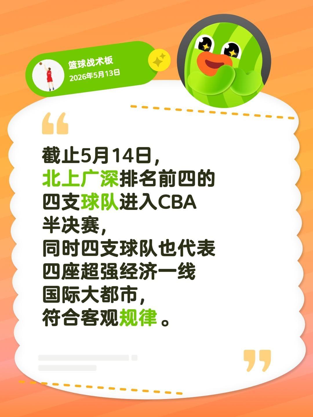 我评论了@阿才说球 的作品：
截止5月14日，北上广深排名前四的四支球队进入CB