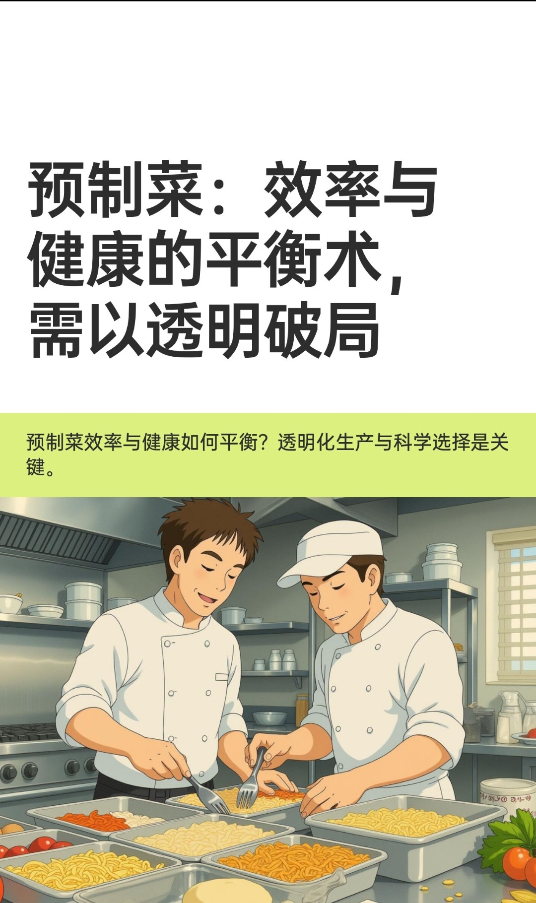 ｜ 预制菜正以“效率革命者”的姿态重塑餐饮业，却因健康争议陷入舆论漩涡。这场争论